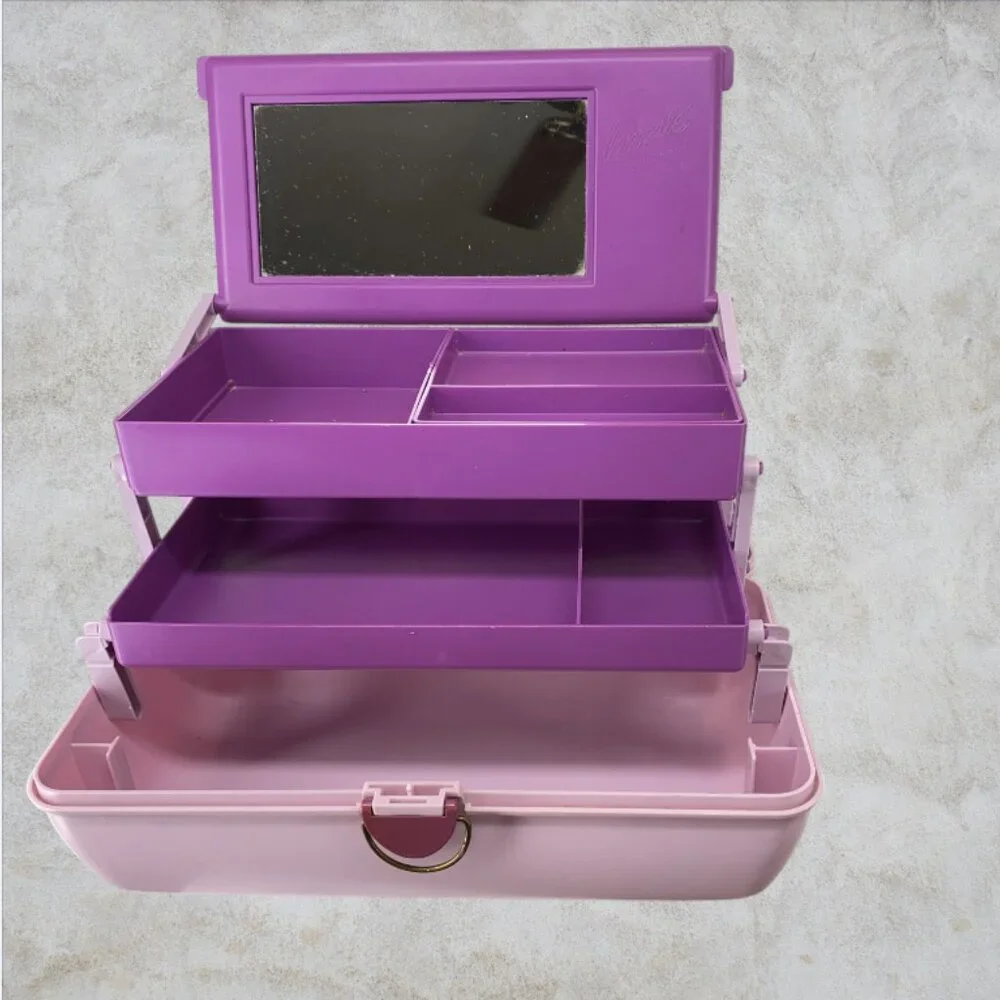 VINTAGE CABOODLE CASE -- 1980's Make Up Case, Purple/Pink, Original Owner - Picture 10 of 16